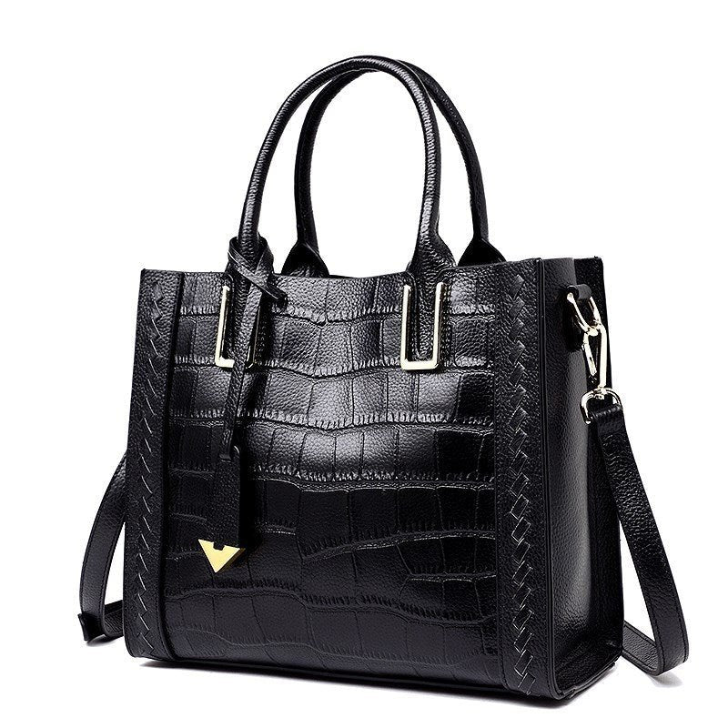 Sac à main cuir noir motif croco jolieandjuliette bandoulière élégant femme