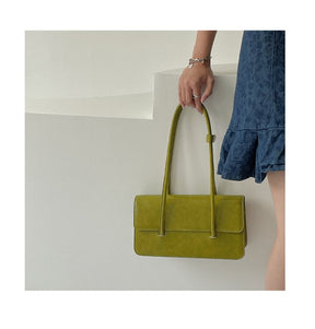 Sac à main vert olive jolieandjuliette élégant rectangulaire cuir manche fin