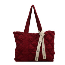 Sac matelassé bordeaux jolieandjuliette tote bag ruban beige grand format femme