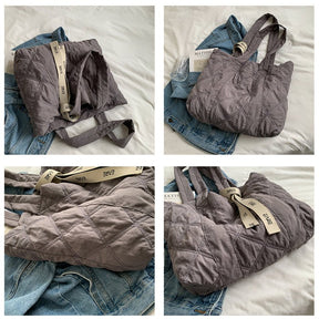 Sac matelassé gris jolieandjuliette fourre-tout en coton style casual avec denim