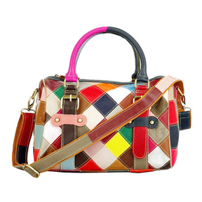 Sac à main multicolore patchwork jolieandjuliette en cuir avec bandoulière amovible