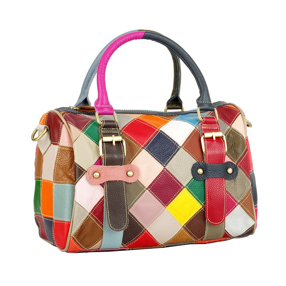 Sac à main multicolore patchwork cuir jolieandjuliette bandoulière femme tendance