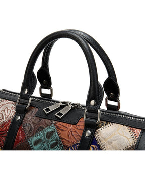 Sac à main patchwork cuir noir jolieandjuliette vintage élégant fermeture éclair