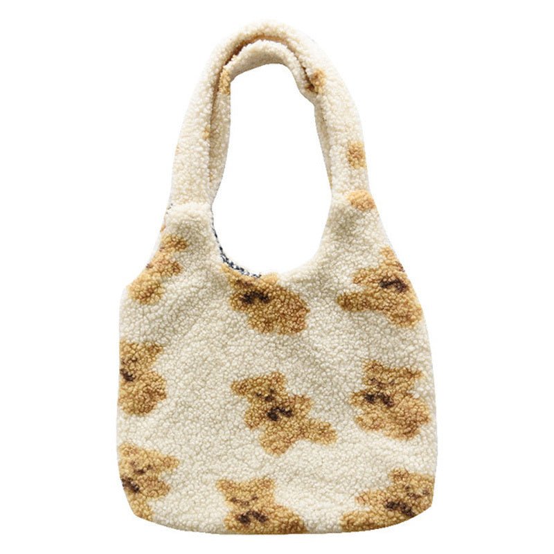 Sac en peluche teddy beige jolieandjuliette motif ours doux et tendance