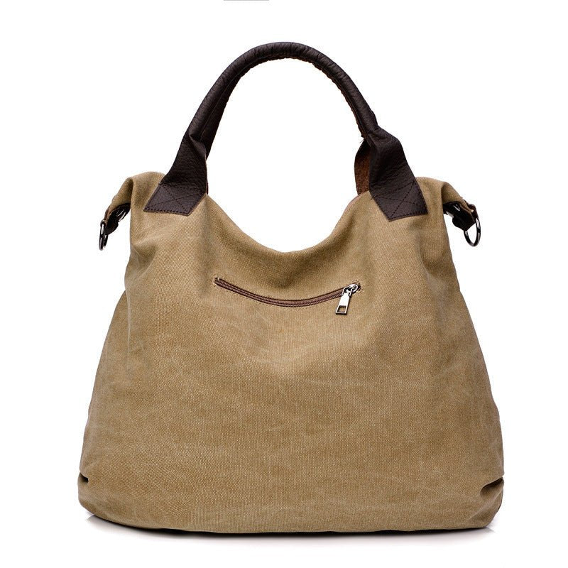 Sac en toile beige jolieandjuliette grand fourre-tout décontracté poignées cuir marron