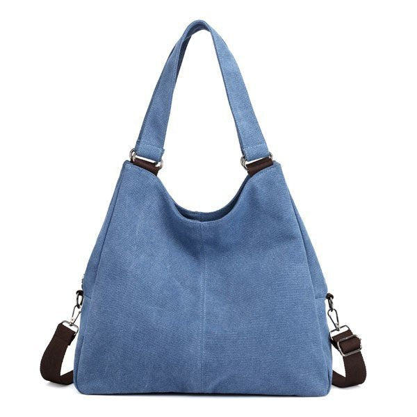 Sac hobo en toile bleu ciel jolieandjuliette avec bandoulière amovible et anses