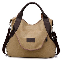 Sac fourre-tout hobo jolieandjuliette en toile beige et cuir marron avec bandoulière ajustable