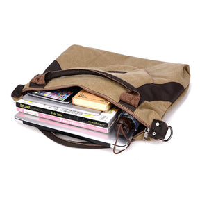 Sac fourre-tout en toile et cuir beige et marron jolieandjuliette grande capacité pour livres et électroniques