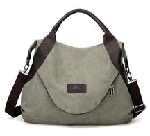 Sac hobo kaki jolieandjuliette en toile et cuir avec bandoulière amovible