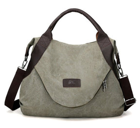 Sac hobo kaki jolieandjuliette en toile et cuir avec bandoulière amovible