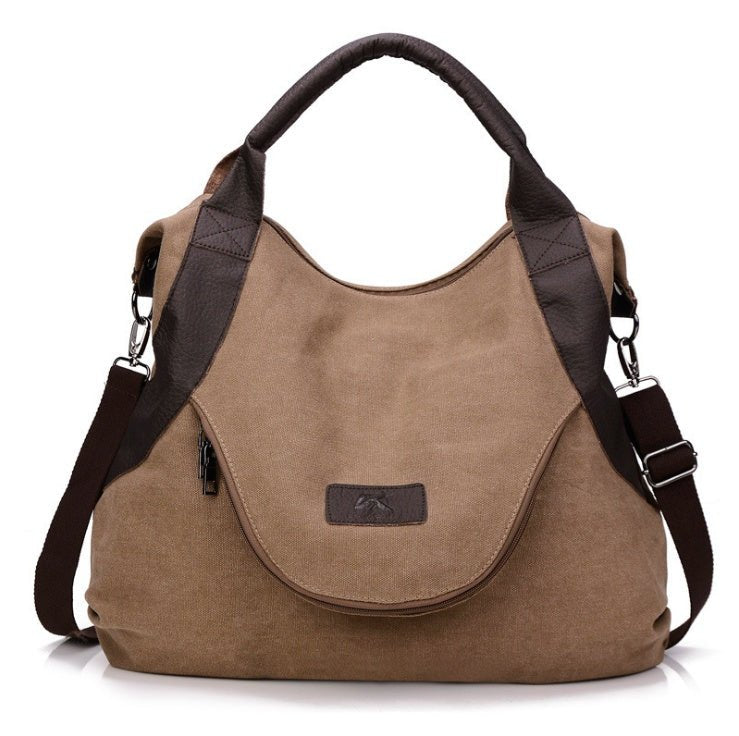 Sac hobo en toile et cuir marron kaki jolieandjuliette bandoulière femme décontracté