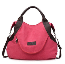 Sac à main en toile rose jolieandjuliette avec bandoulière et poignées marron