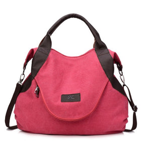 Sac à main en toile rose jolieandjuliette avec bandoulière et poignées marron