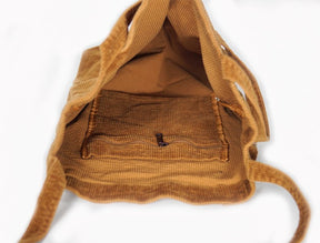 Sac en velours côtelé camel jolieandjuliette intérieur avec poche zippée