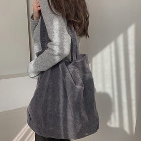 Sac tote velours côtelé gris jolieandjuliette grand format style casual femme