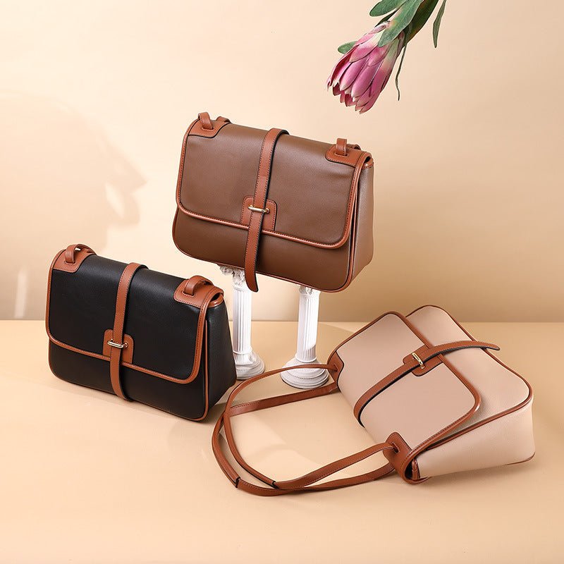 Trio de sacs à main cuir jolieandjuliette marron noir beige avec fleur protea