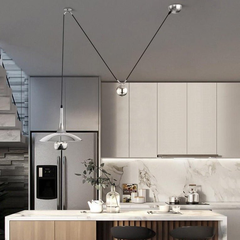 Suspension Luminaire Chromée Moderne - Élégance Minimaliste et Installation Facile