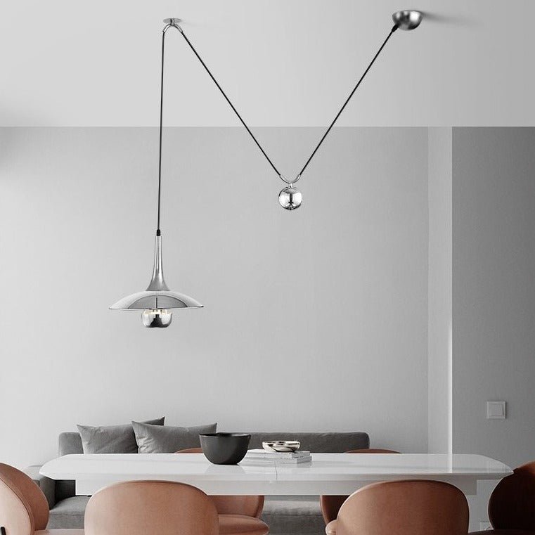 Suspension Luminaire Chromée Moderne - Élégance Minimaliste et Installation Facile