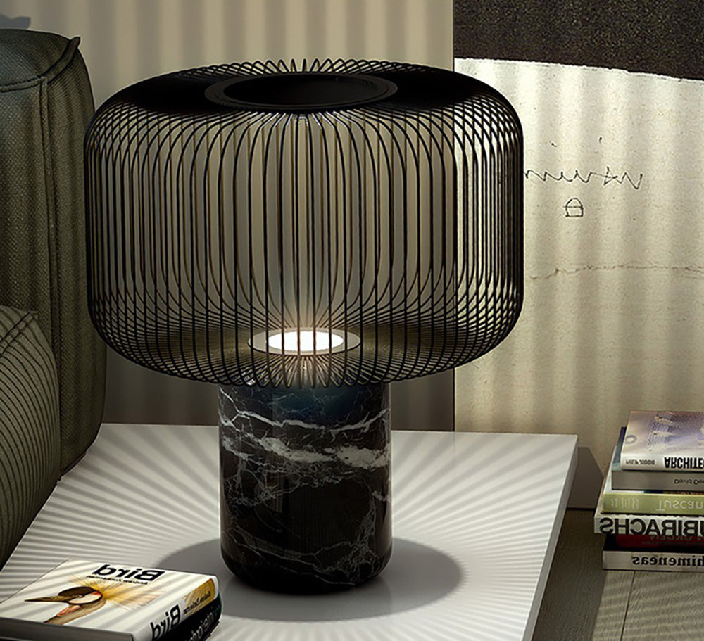 Lampe de Table Élégante - Base en Marbre et Éclairage Subtil