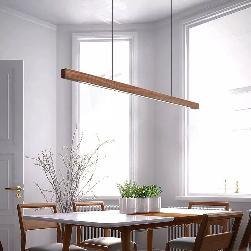 Luminaire Suspendu en Bois LED - Éclairage Élégant et Hauteur Réglable