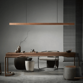 Luminaire Suspendu en Bois LED - Éclairage Élégant et Hauteur Réglable
