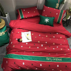 Ensemble de Housse de Couette en Coton Égyptien - Motifs Festifs et Confort Luxueux
