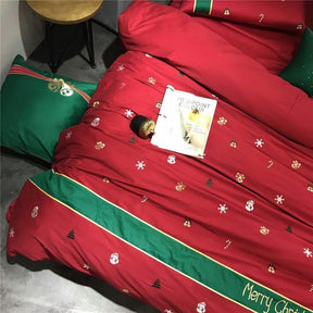 Ensemble de Housse de Couette en Coton Égyptien - Motifs Festifs et Confort Luxueux