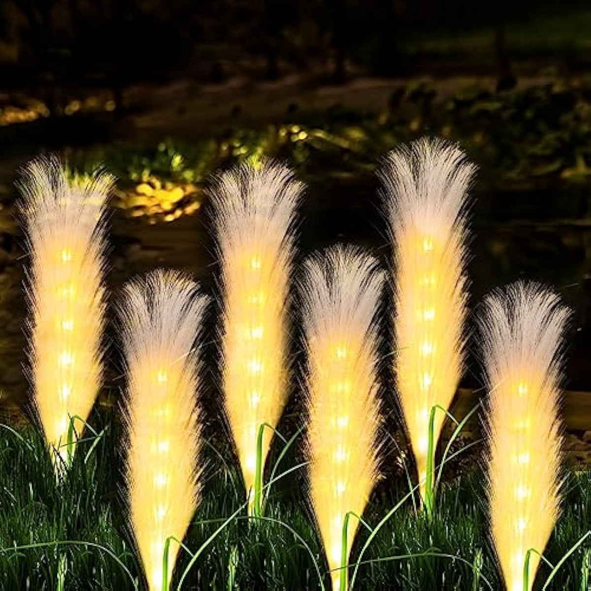 Lampe Solaire de Jardin en Roseaux - Éclairage Automatique et Écologique
