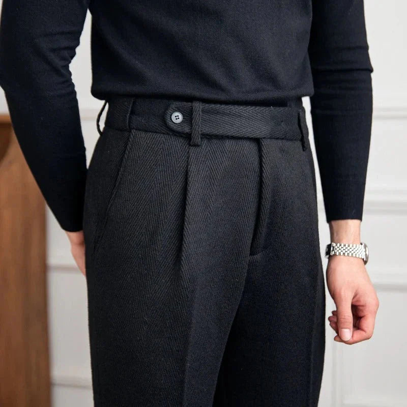 Pantalon en Laine Mérinos Noir - Élégance et Confort Luxueux