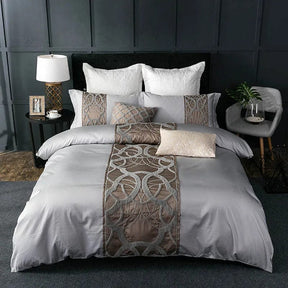Housse de Couette Grise en Coton - Design Élégant avec Motif Chaîne
