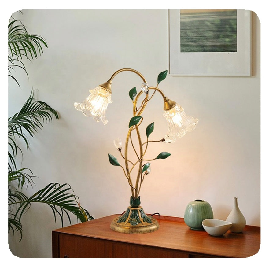 Lampe de Table Florale - Élégance Vintage et Charme Français
