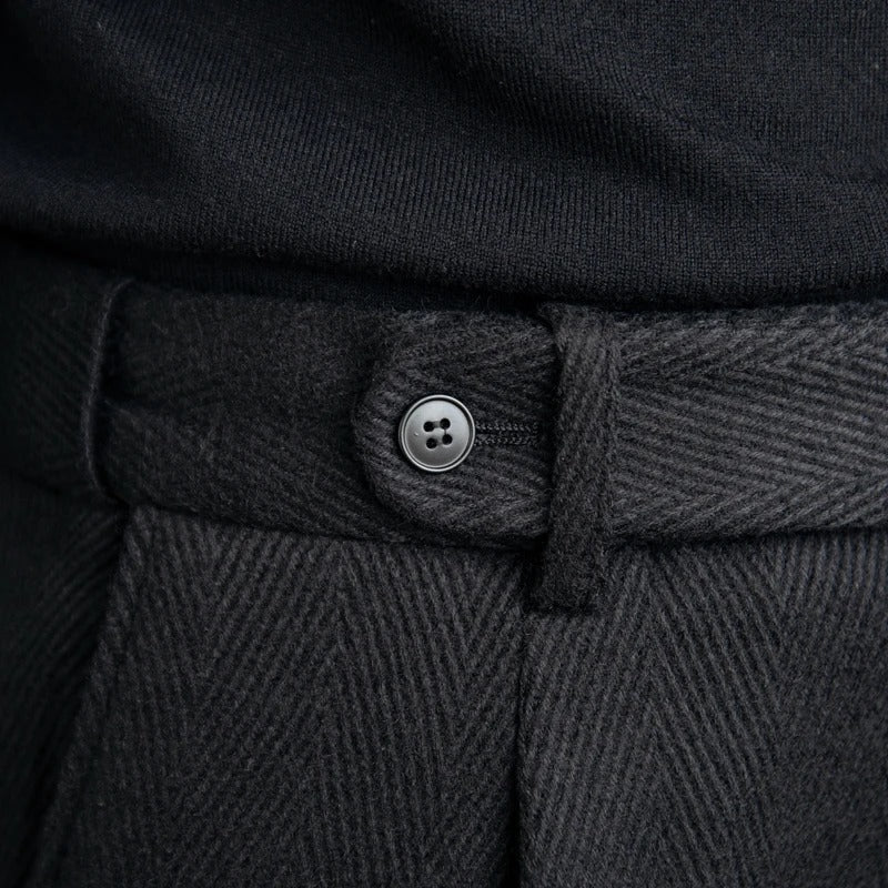 Pantalon en Laine Mérinos Noir - Élégance et Confort Luxueux