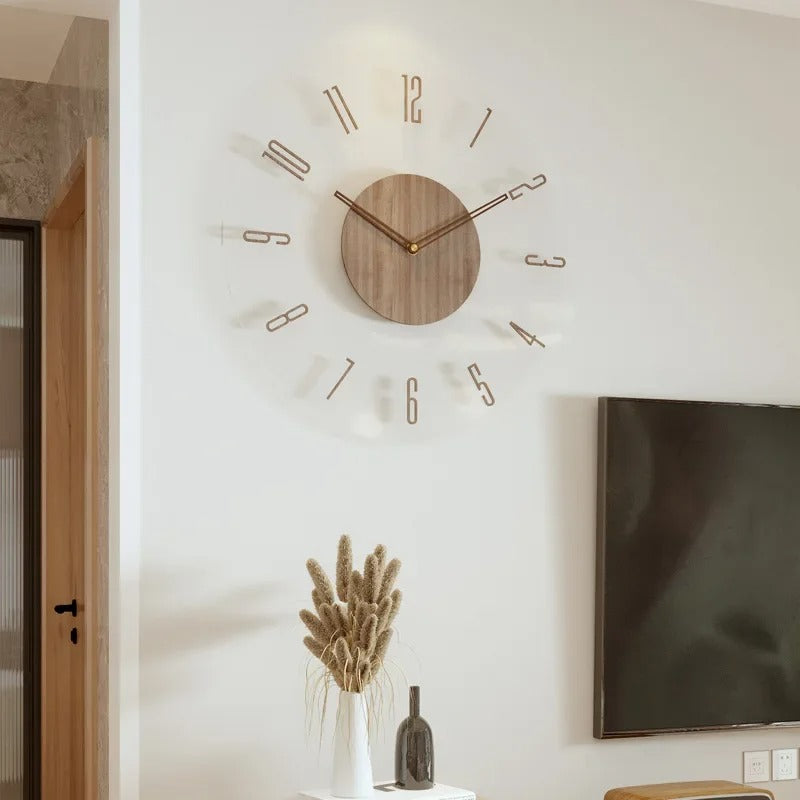 Horloge Murale Scandinave en Bois - Design Minimaliste et Silencieux