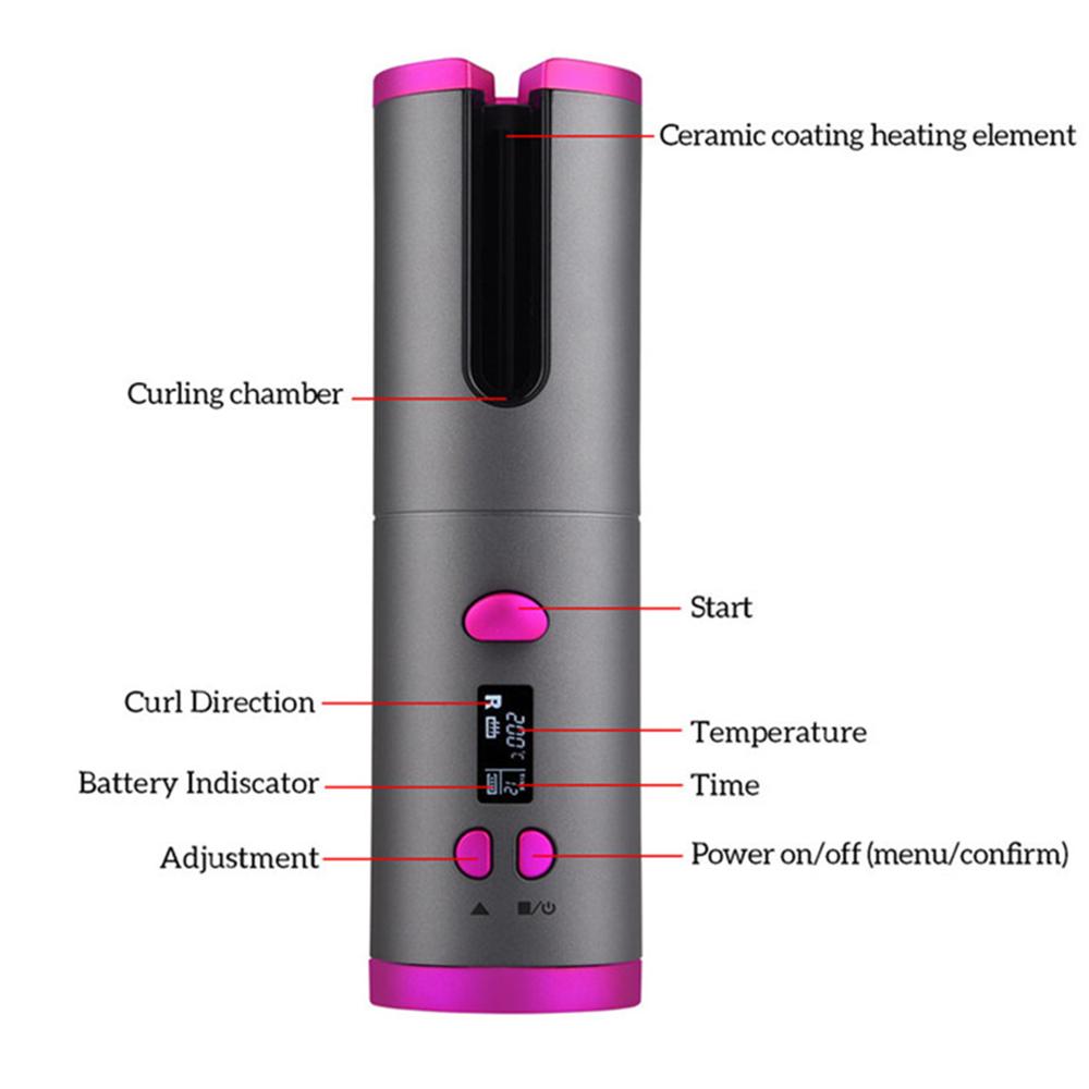 Fer à Friser Automatique Sans Fil - Boucles Brillantes et Sans Effort