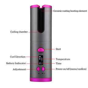 Fer à Friser Automatique Sans Fil - Boucles Brillantes et Sans Effort