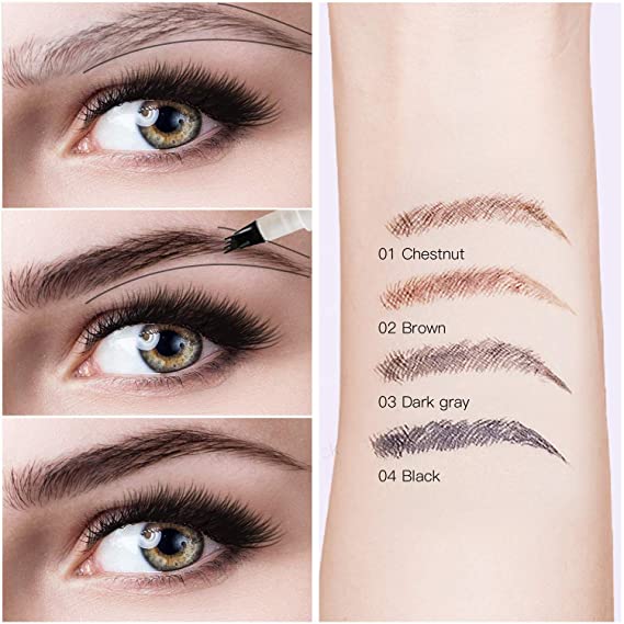 Crayon à Sourcils Étanche - Applicateur à 4 Pointes pour Finition Naturelle