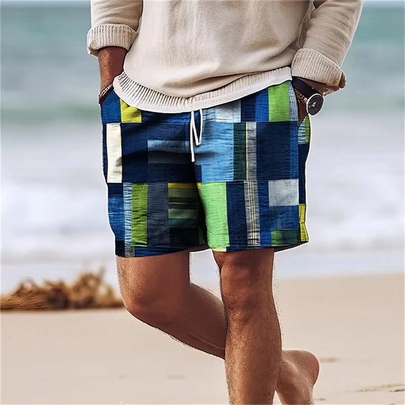 Shorts de Sport Rétro à Imprimé Hawaïen - Confort et Style Tropical pour l'Été