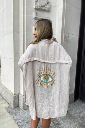 Chemise Oversized Femme Élégante - Détail en Paillettes et Confort Léger