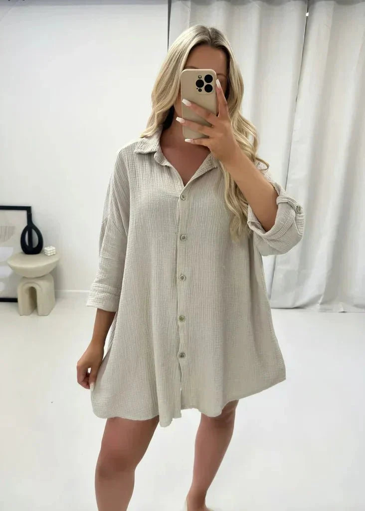 Chemise Oversized Femme Élégante - Détail en Paillettes et Confort Léger