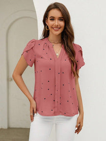 Blouse Femme Coton Imprimé Cœur - Style Décontracté et Confortable