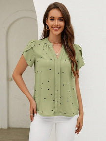 Blouse Femme Coton Imprimé Cœur - Style Décontracté et Confortable