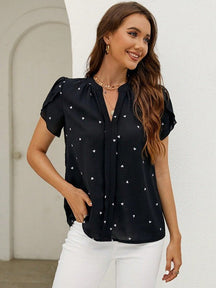 Blouse Femme Coton Imprimé Cœur - Style Décontracté et Confortable