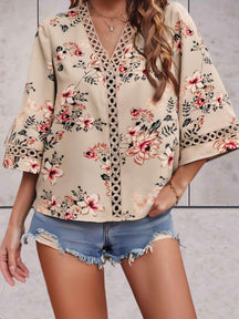 Blouse Femme Florale Légère - Col en V Flatteur et Chic