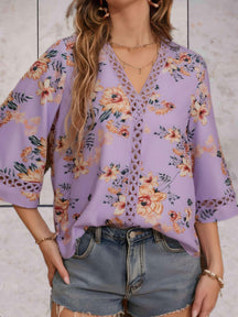 Blouse Femme Florale Légère - Col en V Flatteur et Chic