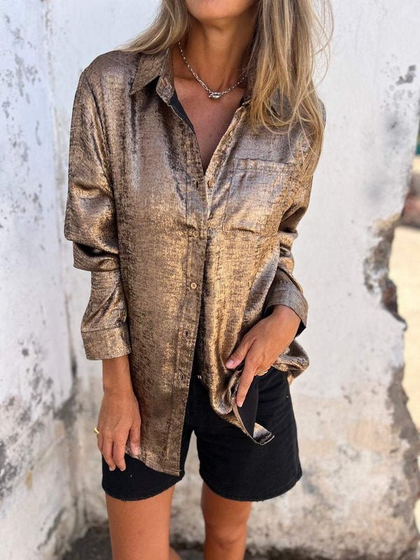 Chemise Métallique Femme - Finition Brillante et Confort Optimal