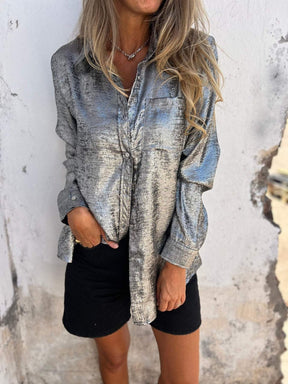 Chemise Métallique Femme - Finition Brillante et Confort Optimal