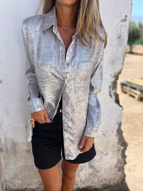Chemise Métallique Femme - Finition Brillante et Confort Optimal
