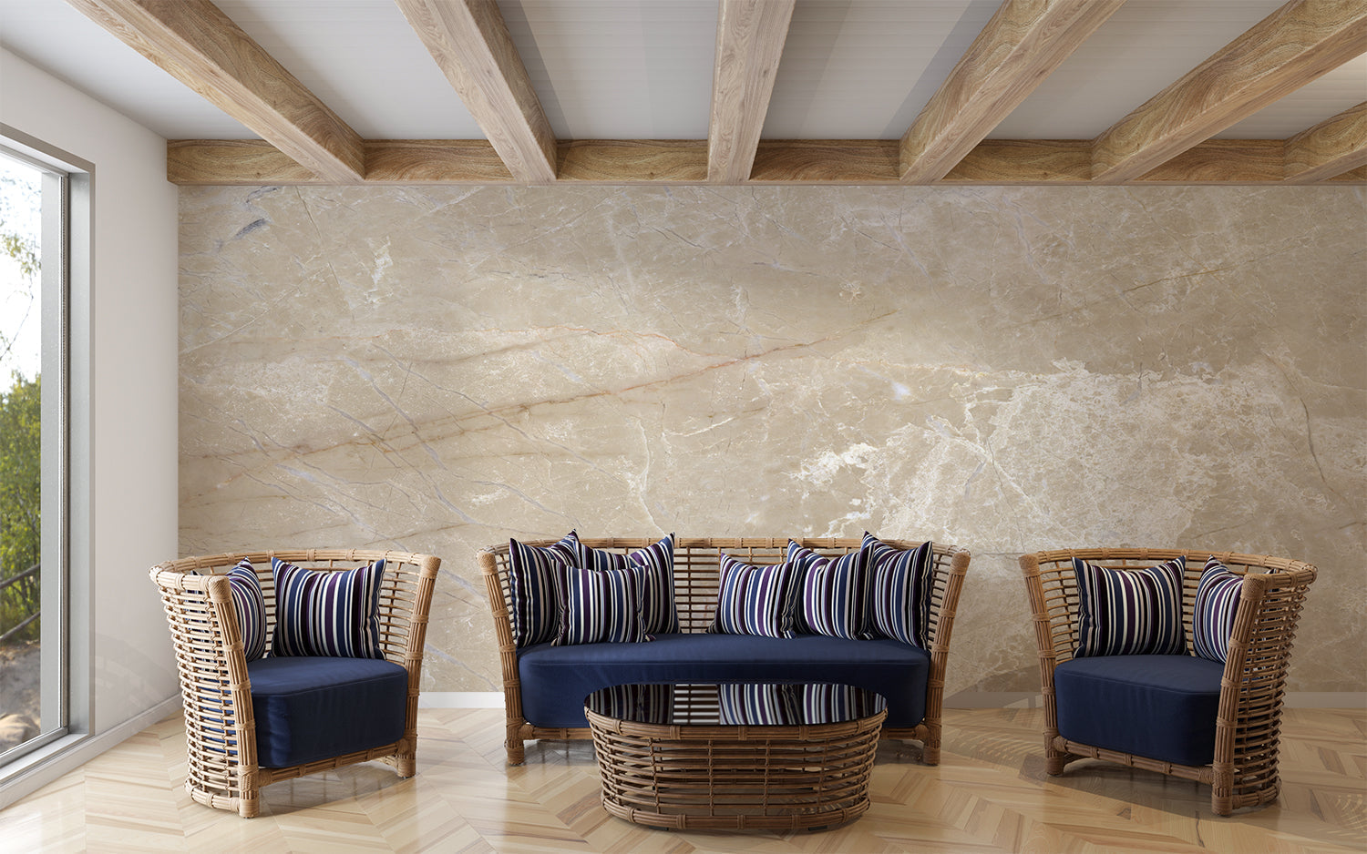 Beige Marble Effect Wallpaper