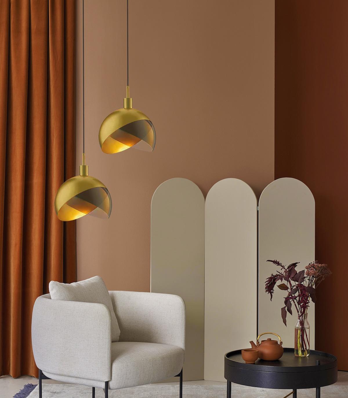 Suspension en Verre Doré Moderne - Design Scandinave Élégant et Réglable