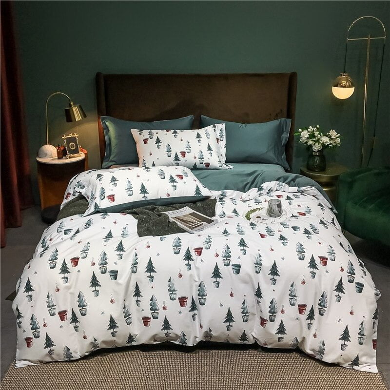 Ensemble de Couette en Coton Égyptien - Motifs Festifs et Confort Luxueux